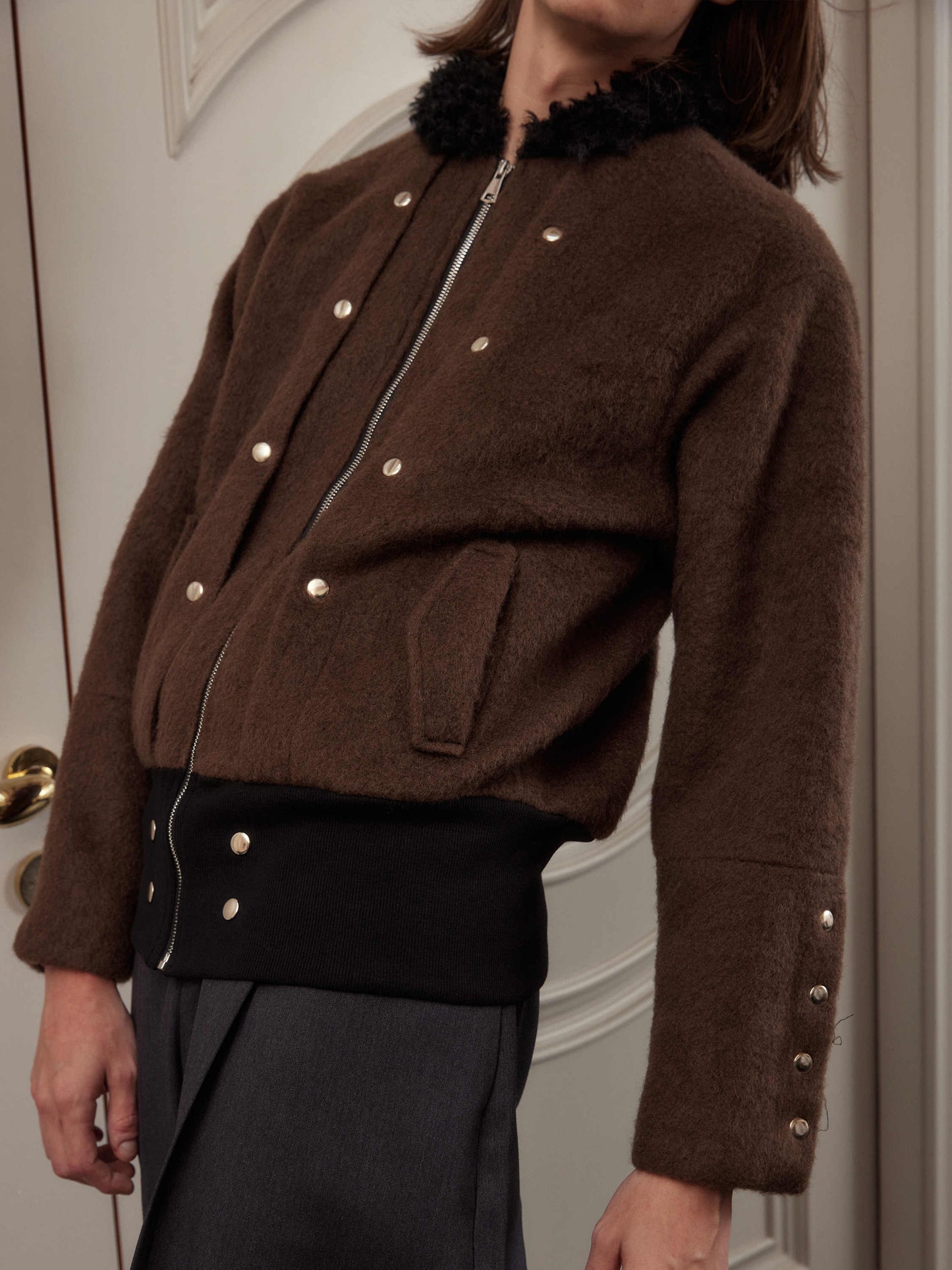 Loge - Fur Collar Buttoned Jacket